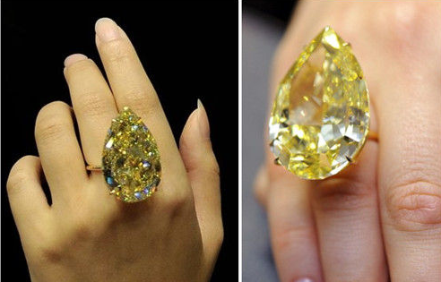 世界最大梨形黄钻拍出7842万元 创价格纪录